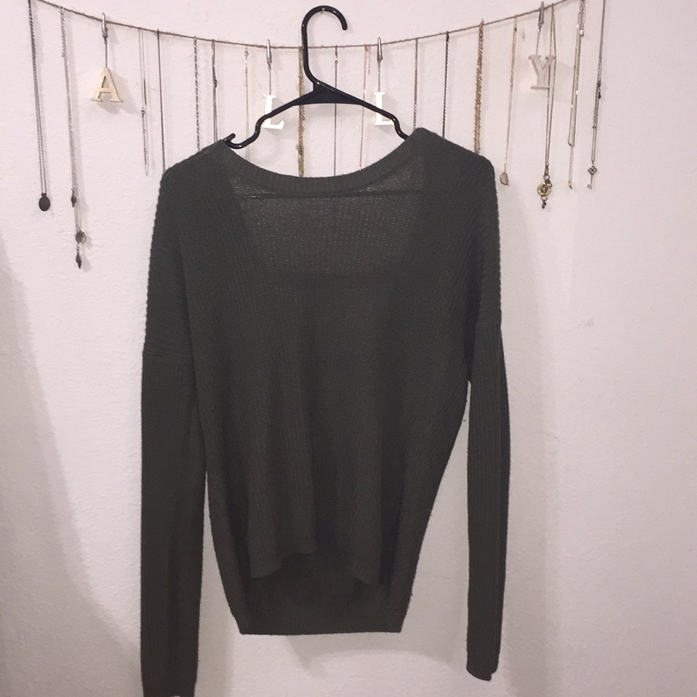 Olive Green Open Back Sweater